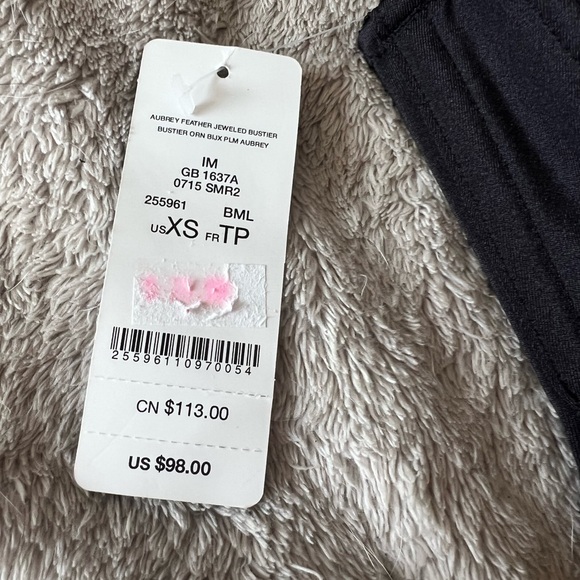 NWT Vintage Y2K Bebe Brown Feather Embellished Black Bustier - Picture 4 of 11